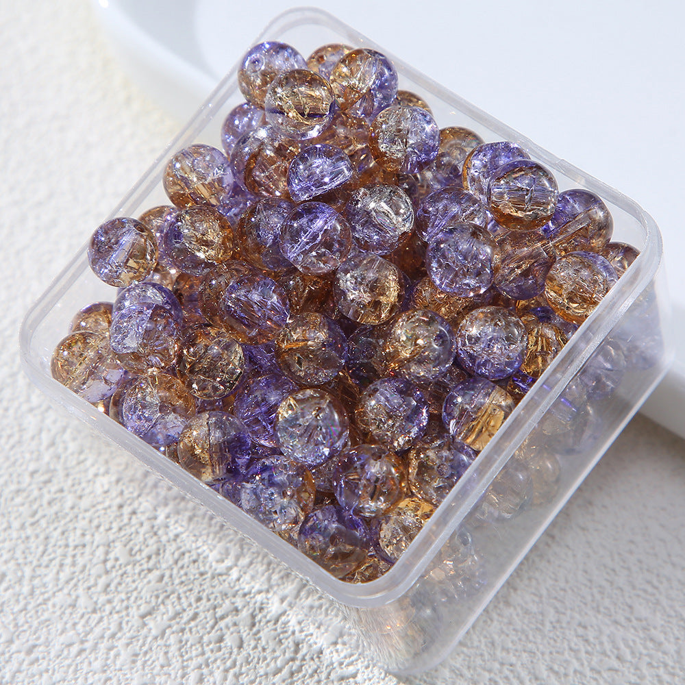 Gradient Crackle Round Glass Beads 10mm Vibrant Mixed Colors 60pcs 19