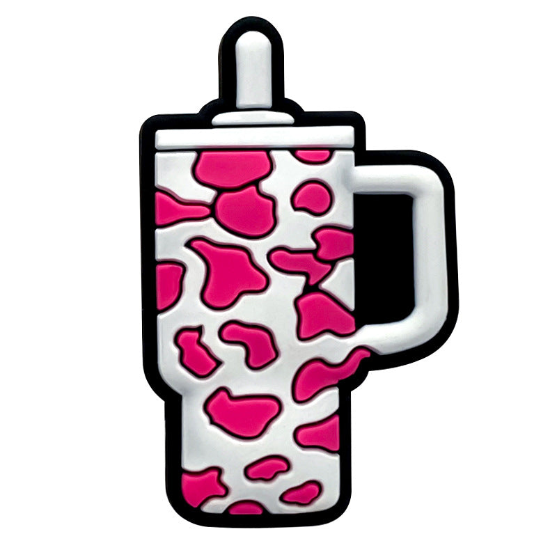 Silicone Focal Beads Cow Print Travel Cup Handle 20pcs 7