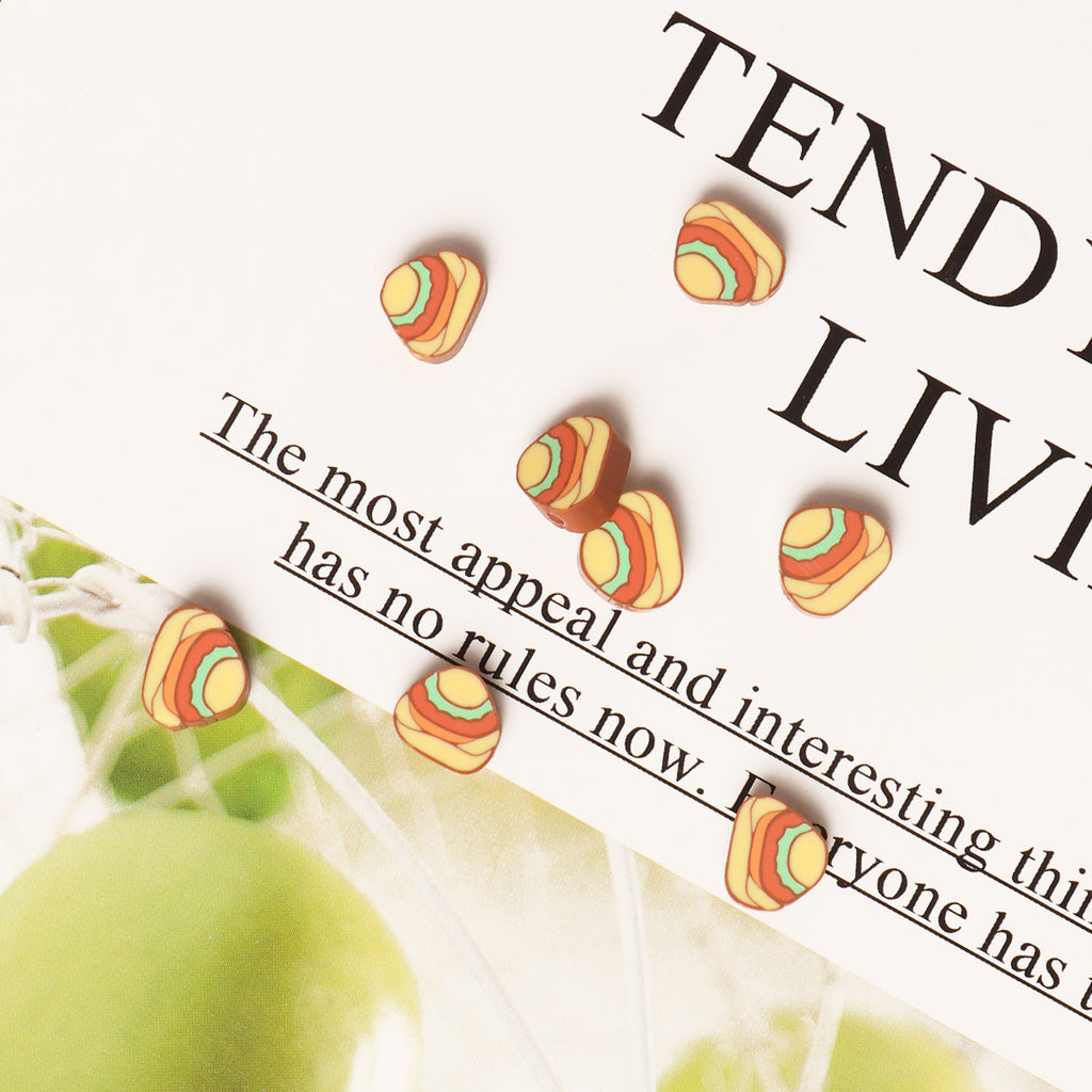 Triangular Clay Beads 8mm 10mm 4mm Hamburger Cake Polymer 100pcs 4