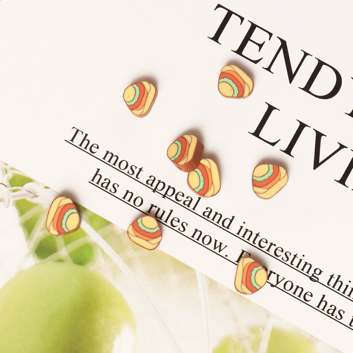 Triangular Clay Beads 8mm 10mm 4mm Hamburger Cake Polymer 100pcs 4