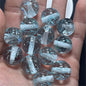 Clear Tinsel Filled Resin Beads 16mm Round Shimmering Blue 100pcs 10