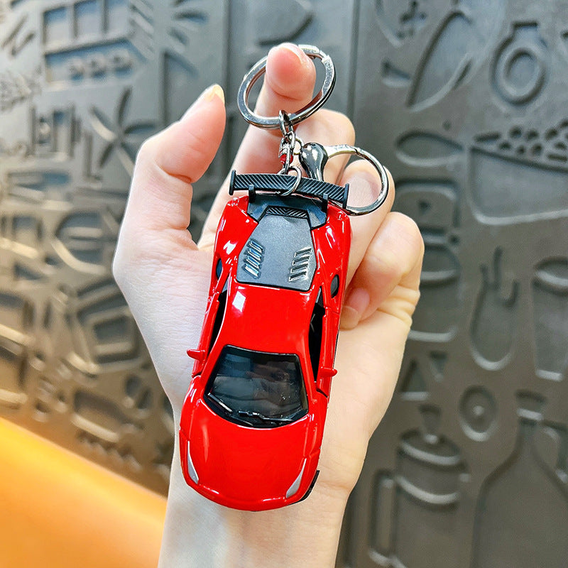 Pull Back Racing Car Keychain Alloy Body Glossy Finish 6