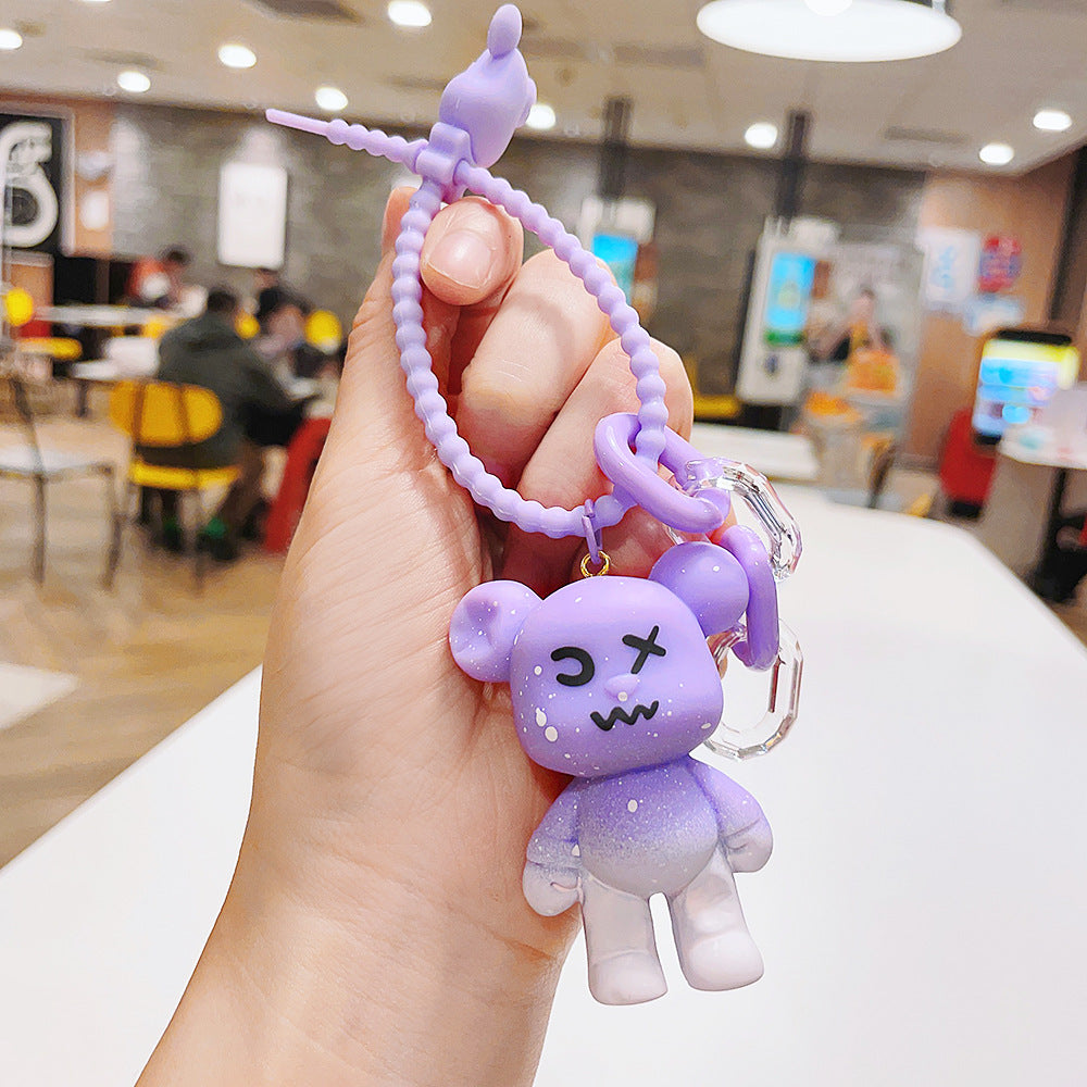 Creative Resin Cartoon Gradient Bear Keychain Metal Material 6