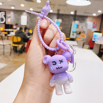 Creative Resin Cartoon Gradient Bear Keychain Metal Material 6