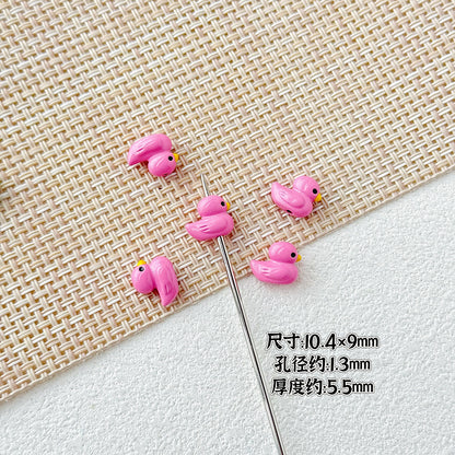 Duck Metal Beads 10mm 3D Baking Painted Alloy 10pcs 10
