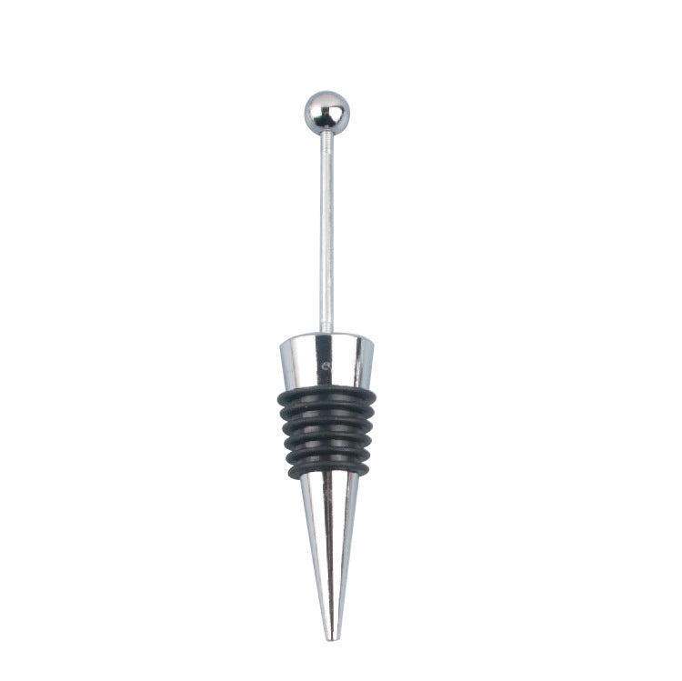 Beadable Wine Stopper Aluminum Alloy Metal Ball Top Silicone Grip 8