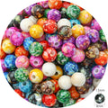 Plating Colorful Ink Painting Acrylic Beads 8-12mm Large Hole Mixed Colors 6
