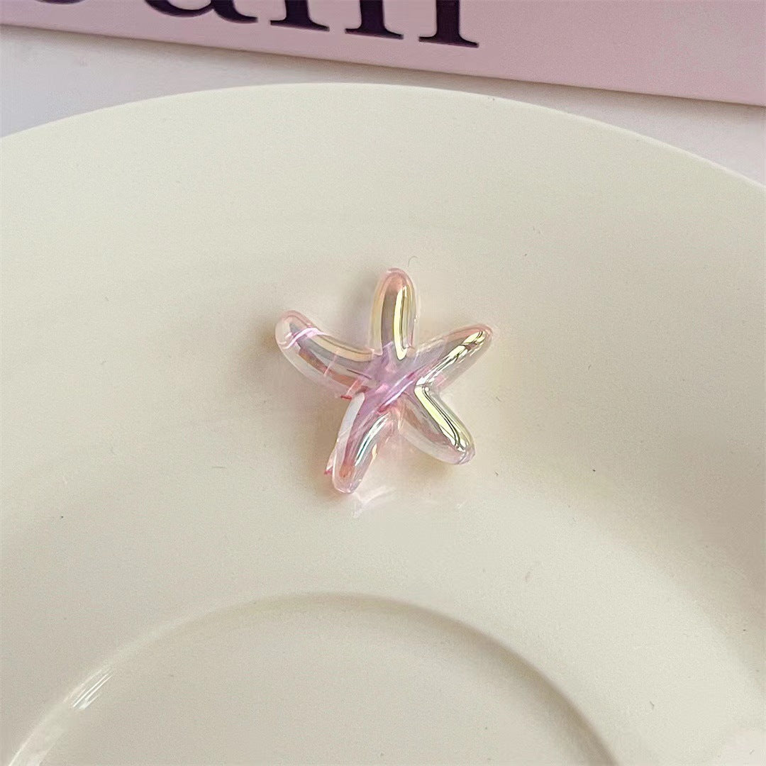 UV Plating Starfish Acrylic Beads 20mm Transparent Iridescent 250pcs 9
