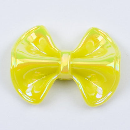 Plated Fat Bow Acrylic Beads 24mm Solid Glossy Color 100pcs 10