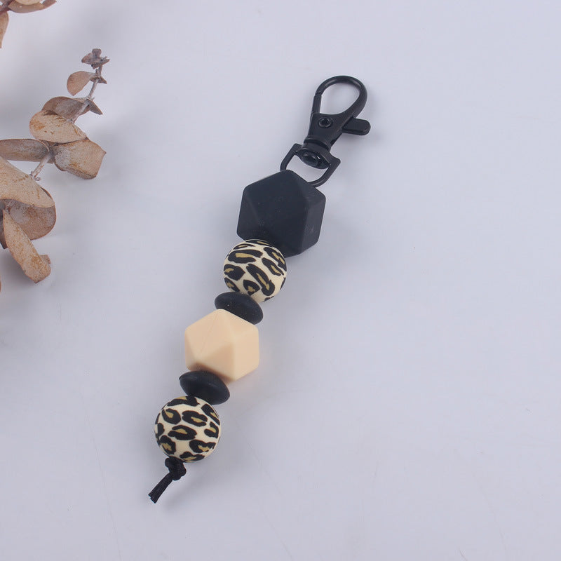 Leopard Silicone Beaded Keychain Colorful Animal Print Charm 13