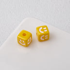 Colorful Smiley Square Acrylic Beads 9mm Enamel Glossy 20pcs 17