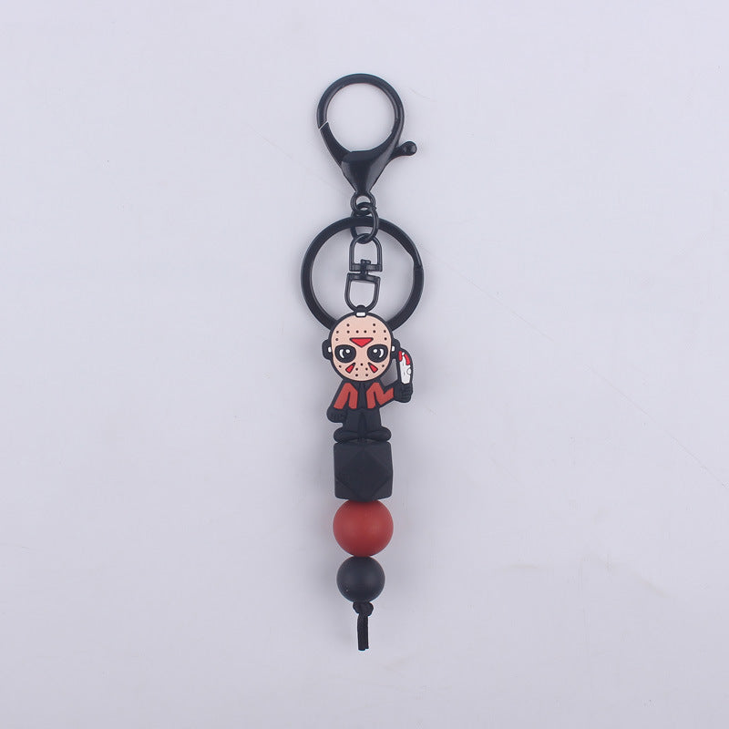 Halloween Silicone Bead Keychain Colorful Spooky Characters Durable 11