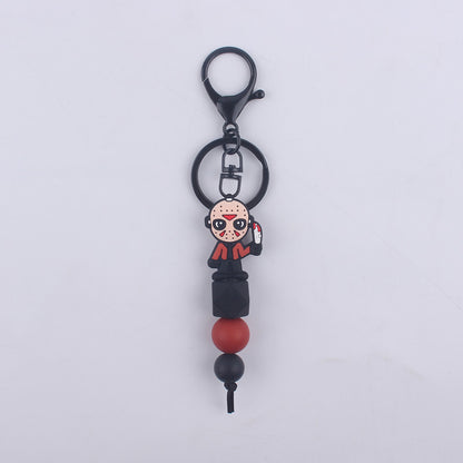 Halloween Silicone Bead Keychain Colorful Spooky Characters Durable 11