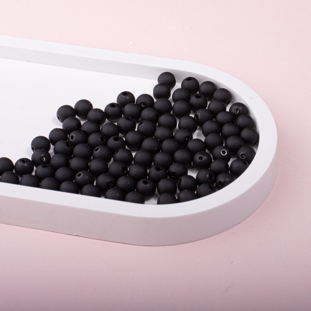 Solid Color Rubberized Round Acrylic Beads 8mm 6