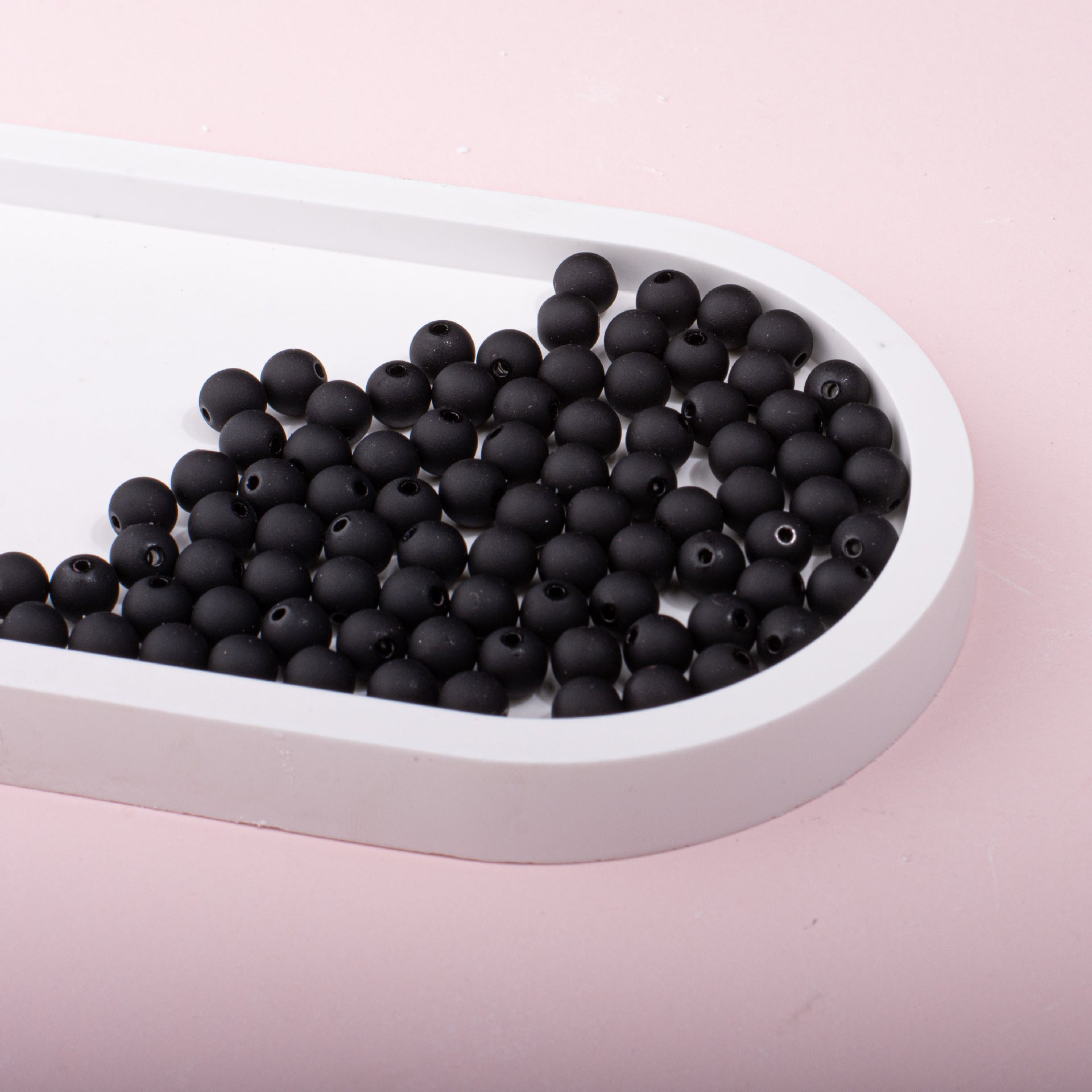 Solid Color Rubberized Round Acrylic Beads 8mm 6