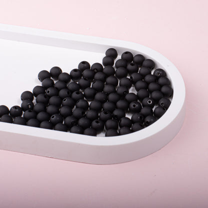 Solid Color Rubberized Round Acrylic Beads 8mm 6