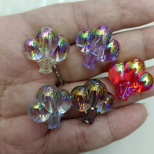 UV Plating Balloon Acrylic Beads 22mm Transparent Colorful 100pcs