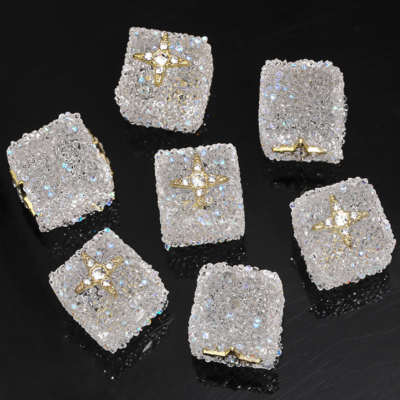 Butterfly Pentagram Cube Rhinestone Beads 22mm Vibrant Metal Embellished 5pcs 26