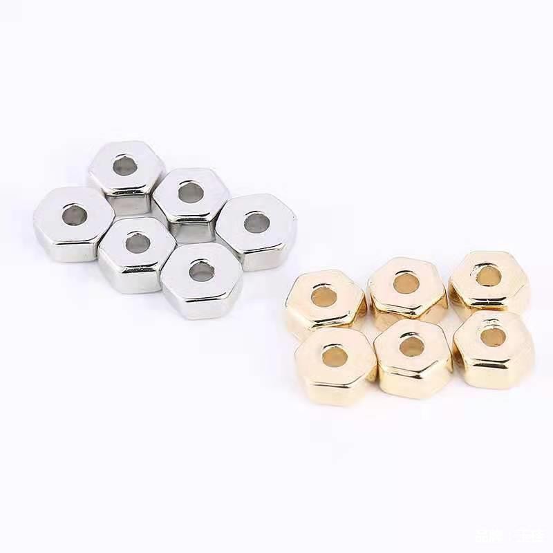Hexagonal CCB Plastic Spacer Acrylic Beads 6mm Metallic Silver 200pcs 2