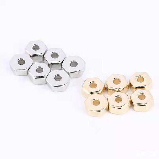 Hexagonal CCB Plastic Spacer Acrylic Beads 6mm Metallic Silver 200pcs 2
