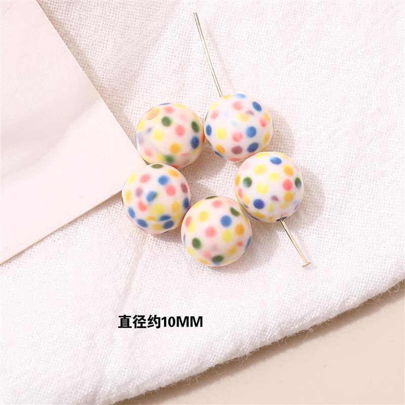Japanese Vintage Showa Printed Resin Beads 10/12mm Glossy Floral 15pcs 7