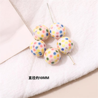 Japanese Vintage Showa Printed Resin Beads 10/12mm Glossy Floral 15pcs 7