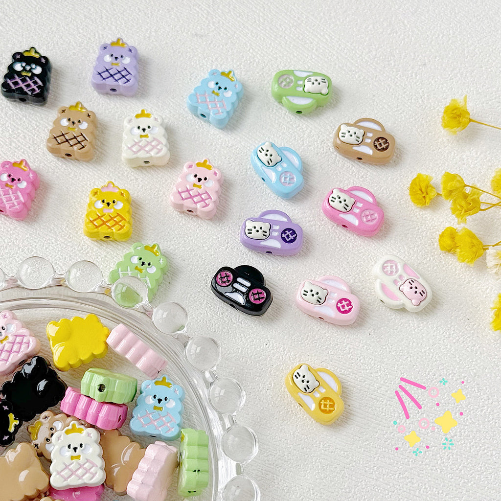 Kitten and Teddy Bear Metal Beads 14mm Hand Painted Alloy 10pcs 2