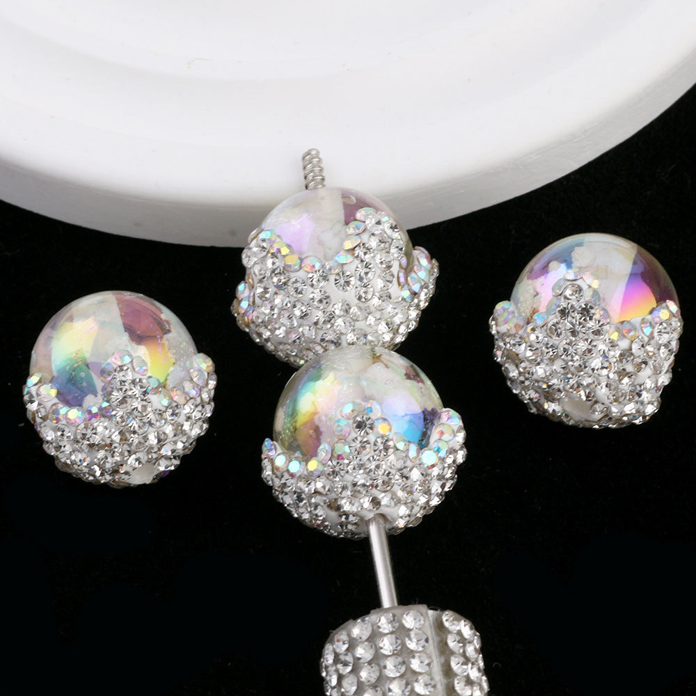 Embellished Bubblegum Beads 20mm Crown Claw Rhinestone Cloud Glossy 6pcs 6