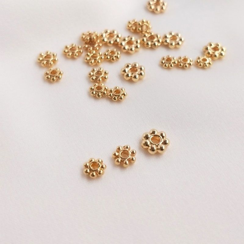 Stainless Steel Snowflake Spacer Beads 3-6mm Gold Tone 100pcs