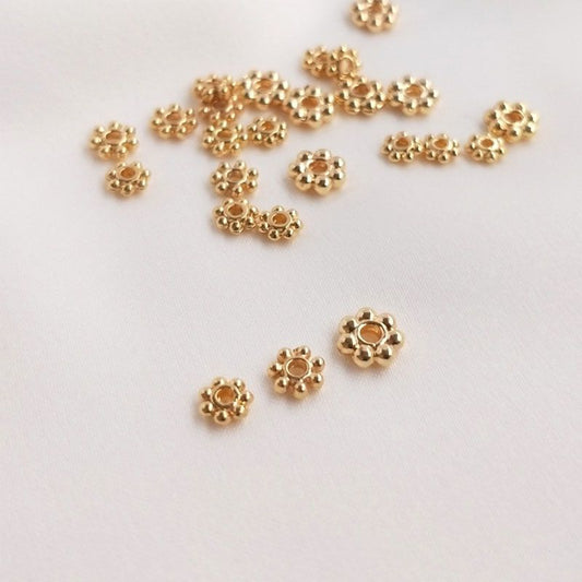 Stainless Steel Snowflake Spacer Beads 3-6mm Gold Tone 100pcs