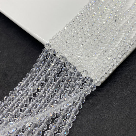 Faceted Transparent Glass Beads 8mm Clear Sparkle 10 Strands