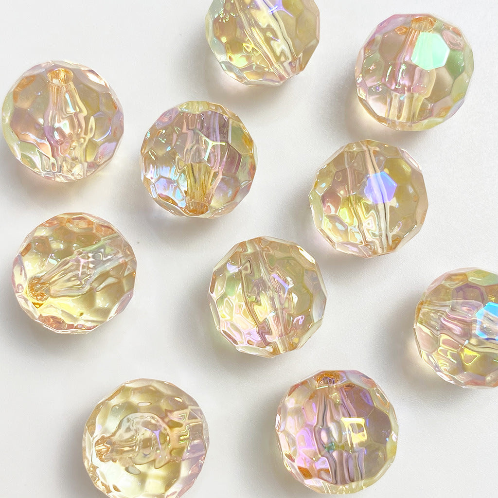 Transparent Football Faceted Acrylic Beads 14-16mm UV Plating 50pcs 11