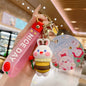 PVC Flower Bunny Keychain Cute Rabbit Charm with Nice Day Strap 8