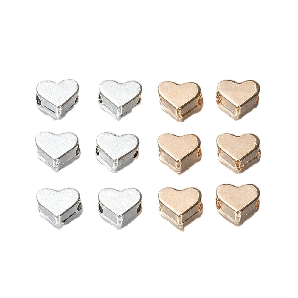 Smooth Flat Heart Acrylic Beads 7mm Shimmering Metallic 200pcs 4