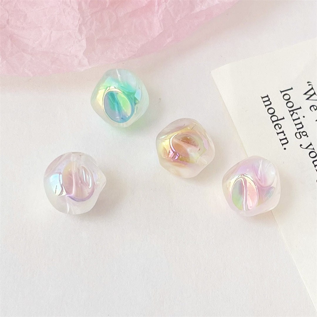 Glow Plating Round Acrylic Beads 15mm Double Color Meteorite 100pcs