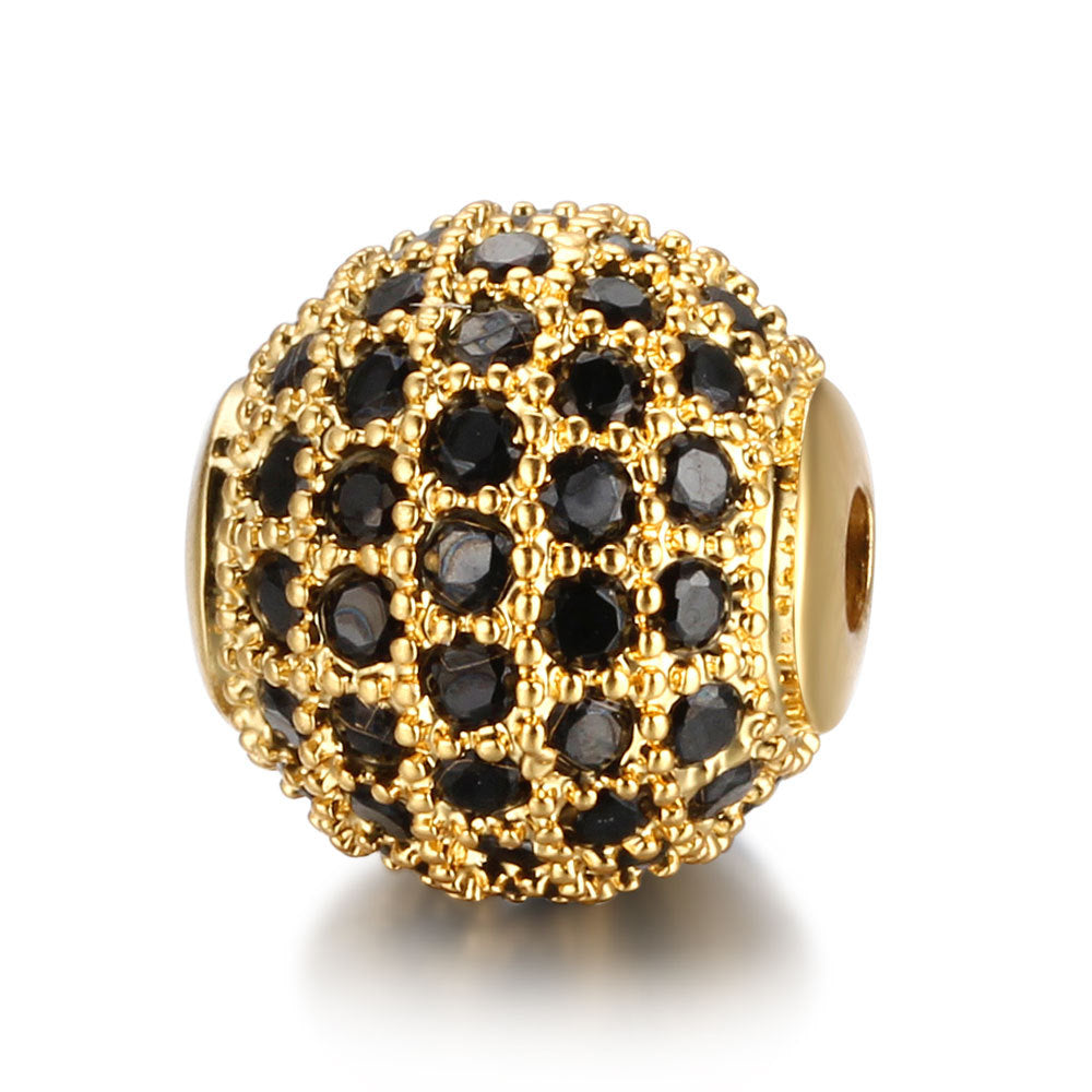 Round Metal Beads 6mm 8mm 10mm Copper Zircon 18K Gold Plated 10