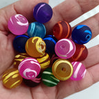 Spray Painted Round Acrylic Beads 16mm Swirl Line Matte 100pcs 4