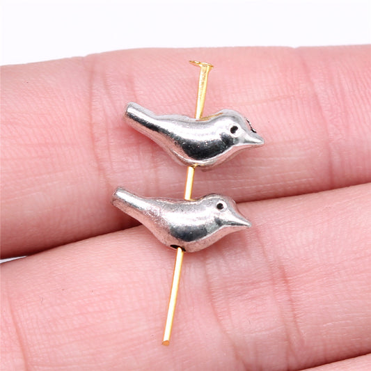 Bird Metal Beads 15mm Vintage Alloy Animal Design 30pcs