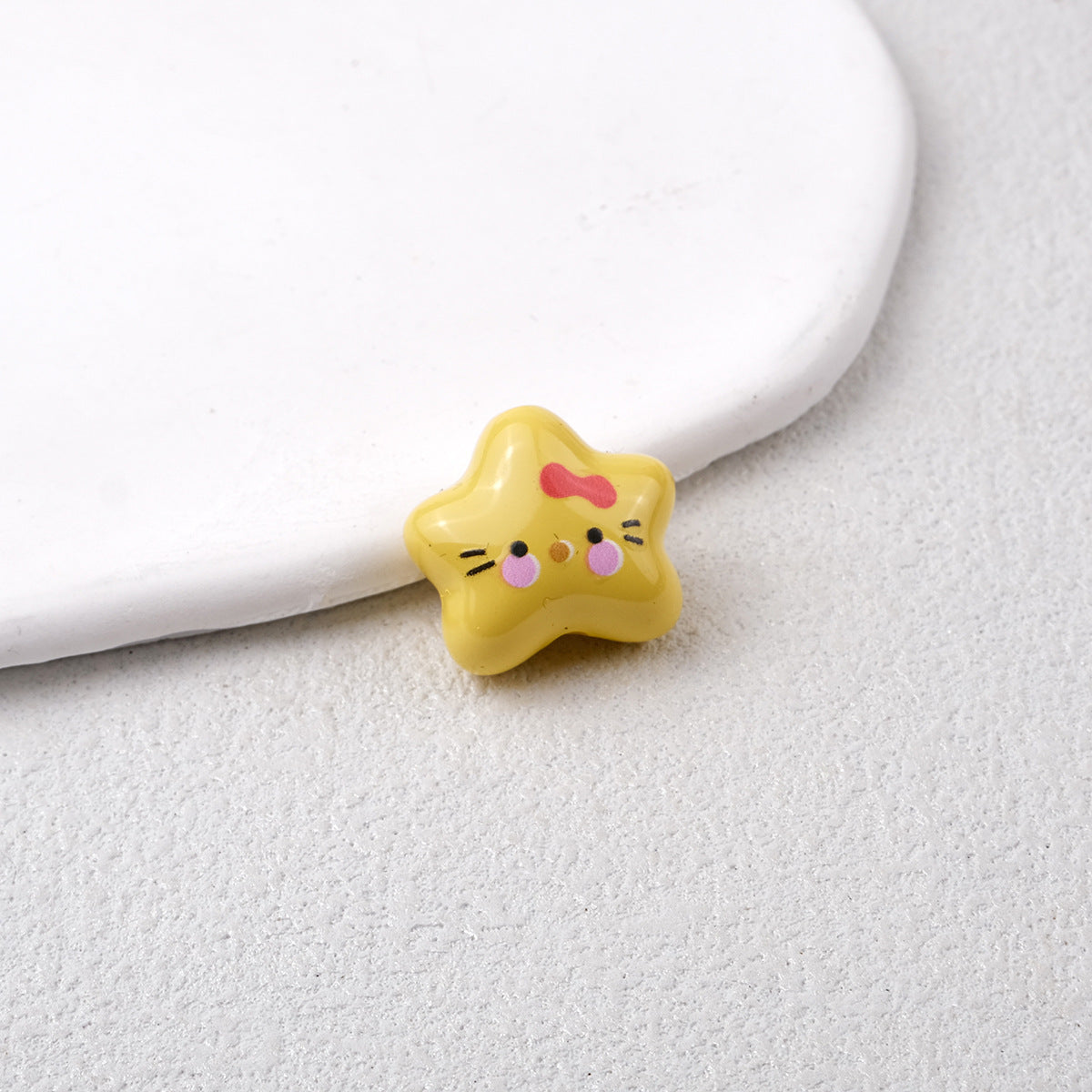 Star Acrylic Beads 20mm Glossy Hello KT Faces Colorful 20pcs 11