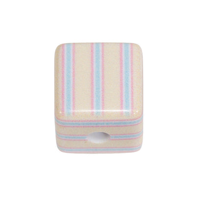 Striped Designer M Acrylic Square Beads 14mm 10pcs 11