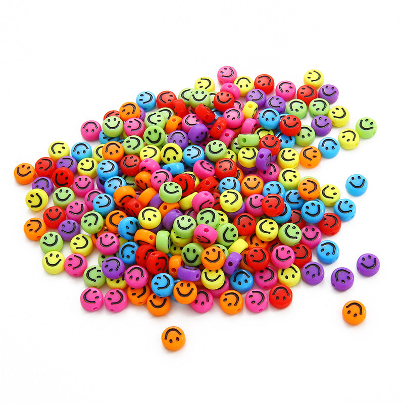 Smiling Face Flat Acrylic Beads 7x4mm Colorful Mixed 200pcs 4