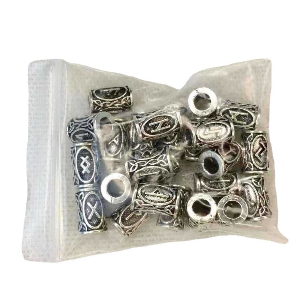 Tube Metal Beads Viking Note Patterned Silver Tone 100pcs 4