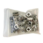Tube Metal Beads Viking Note Patterned Silver Tone 100pcs 4