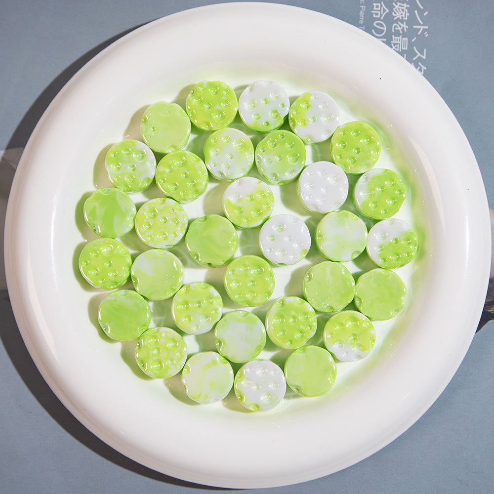 Gradient Colored Cheese Macaron Resin Beads 17mm Plating 20pcs 9