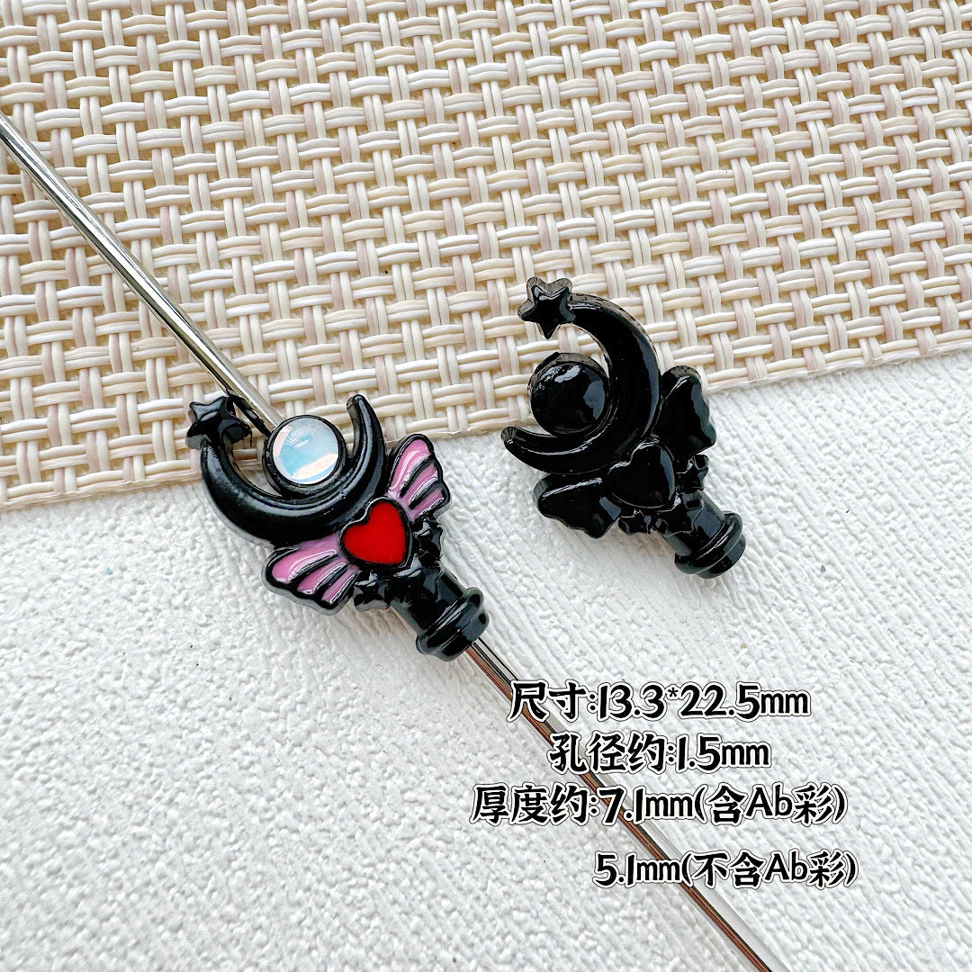 Wand Metal Beads Painted Anime Style Alloy 10pcs 32