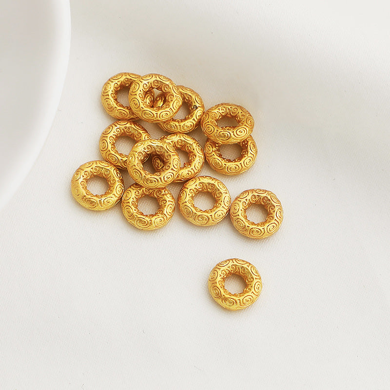 Brass Circle Spacer Beads 5.5mm 8mm Auspicious Cloud Pattern 25pcs
