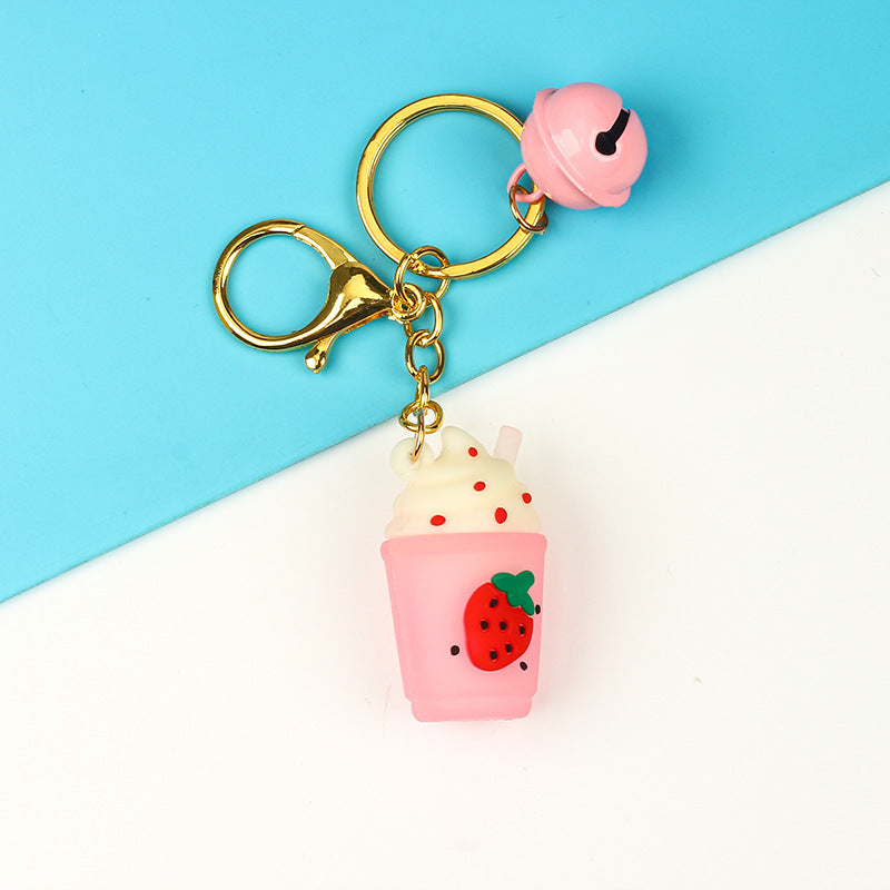 Cartoon Fruit Ice Cream Keychain Metal Gold Hardware Colorful 3