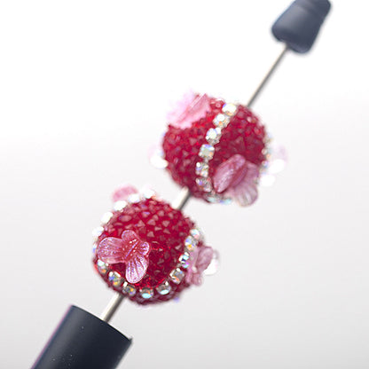 Embellished Bubblegum Beads 16mm Butterfly Embedded Rhinestone 10pcs 8