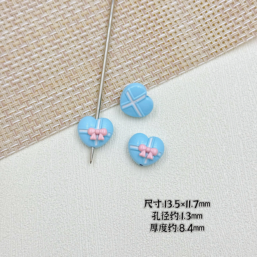 Bouquet and Heart Gift Box Metal Beads 13mm 16mm Pastel Painted 10pcs 15