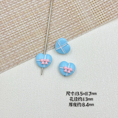 Bouquet and Heart Gift Box Metal Beads 13mm 16mm Pastel Painted 10pcs 15